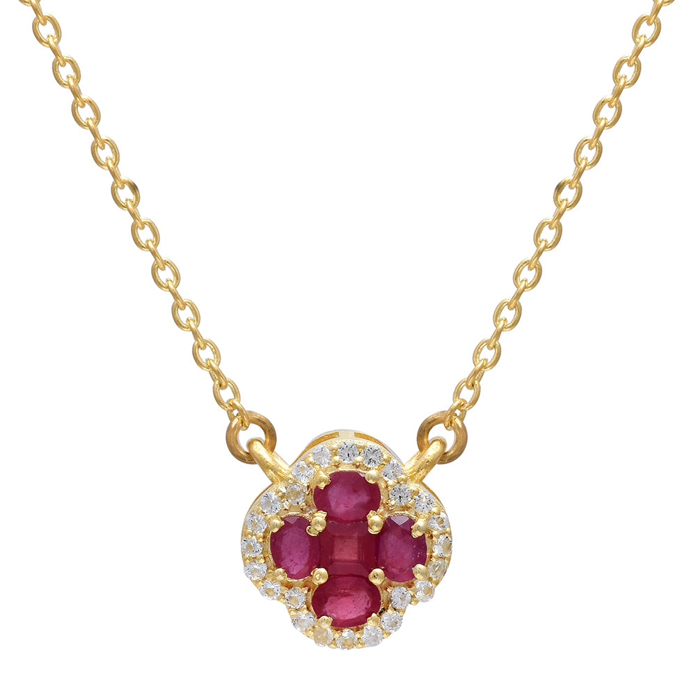 Collar de Plata Bañada en Oro con Rubí de Madagascar 1 