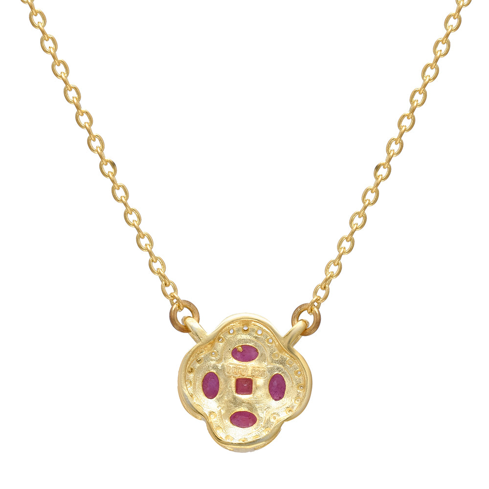 Collar de Plata Bañada en Oro con Rubí de Madagascar 2 