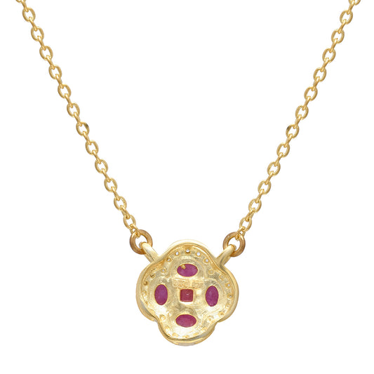 Collar de Plata Bañada en Oro con Rubí de Madagascar