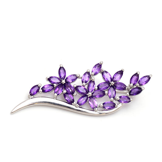 Broche de Plata con Amatista de Marruecos