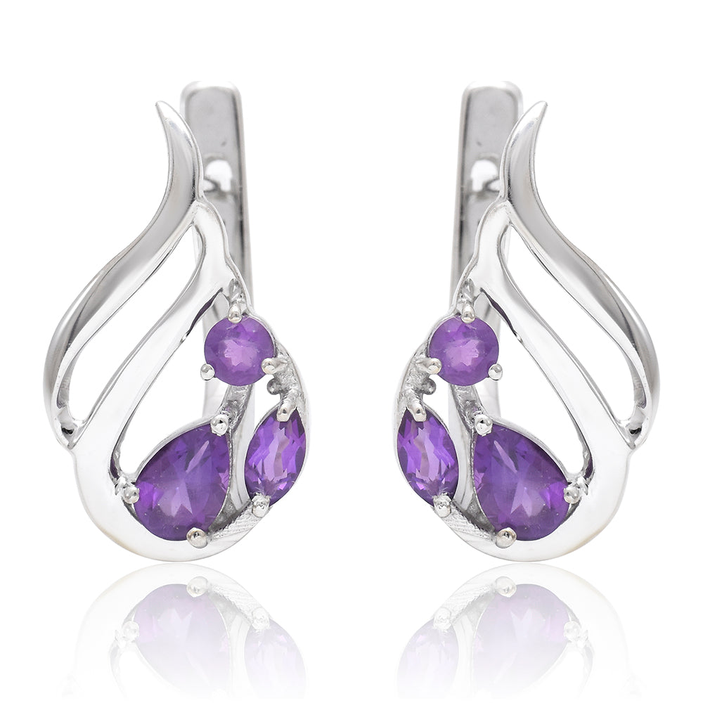 Pendientes de Plata Bañada en Oro con Amatista de Marruecos