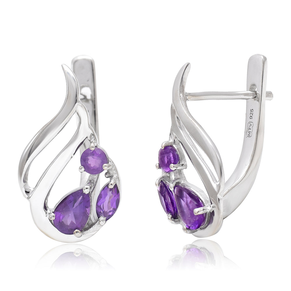 Pendientes de Plata Bañada en Oro con Amatista de Marruecos 2 