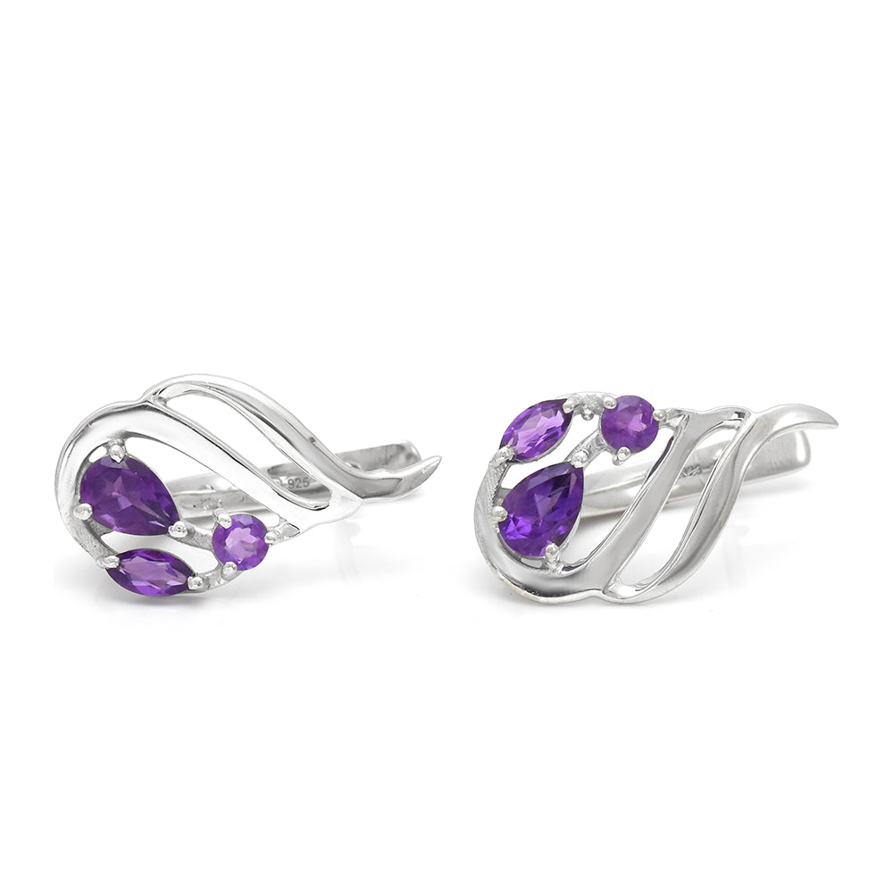 Pendientes de Plata Bañada en Oro con Amatista de Marruecos 4 