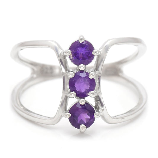 Anillo de Plata Bañada en Oro con Amatista de Marruecos