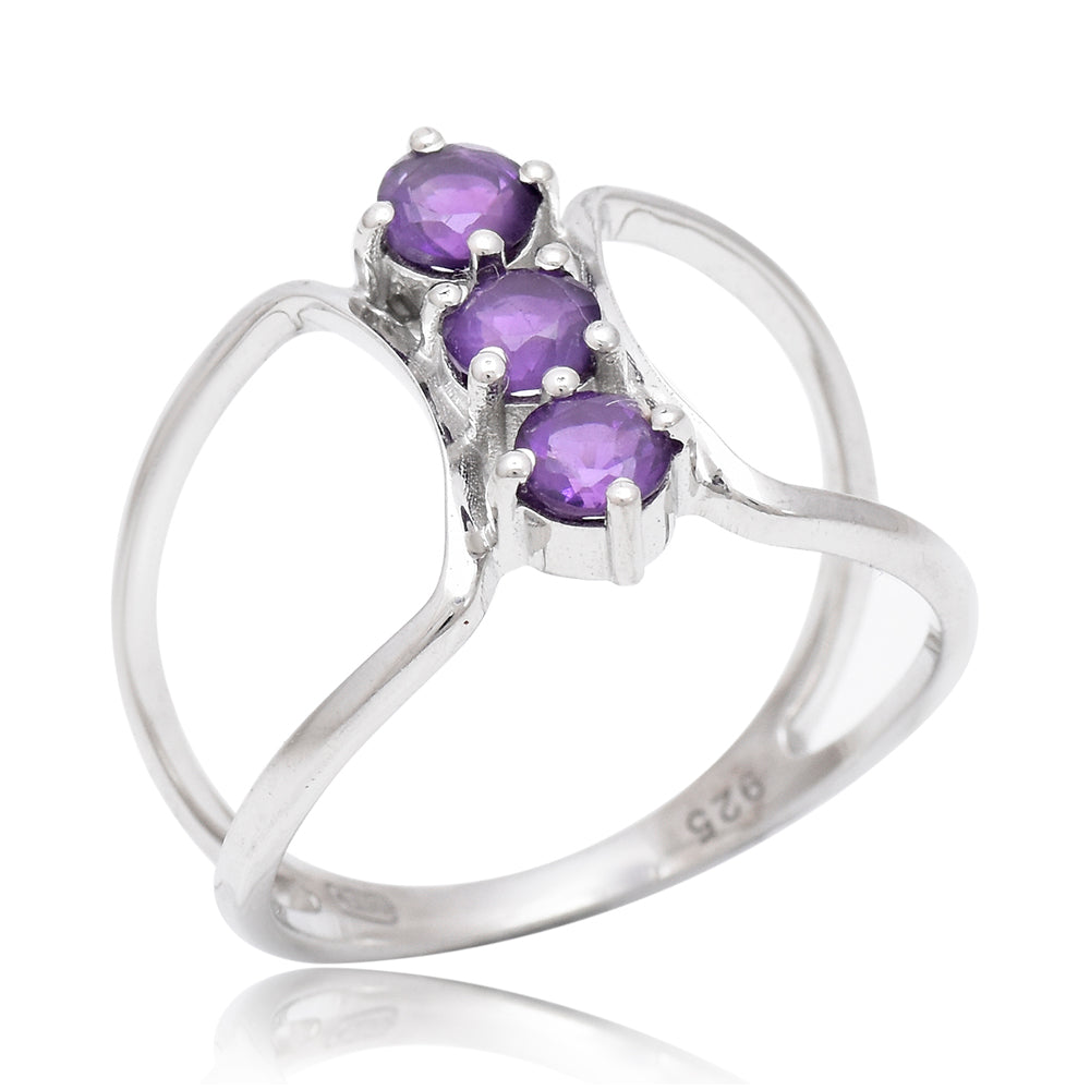 Anillo de Plata Bañada en Oro con Amatista de Marruecos 1 