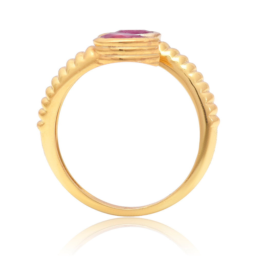 Anillo de Plata Bañada en Oro con Rubí de Madagascar 2 