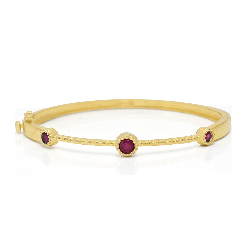 Brazalete de Plata Bañada en Oro con Rubí de Madagascar 3 