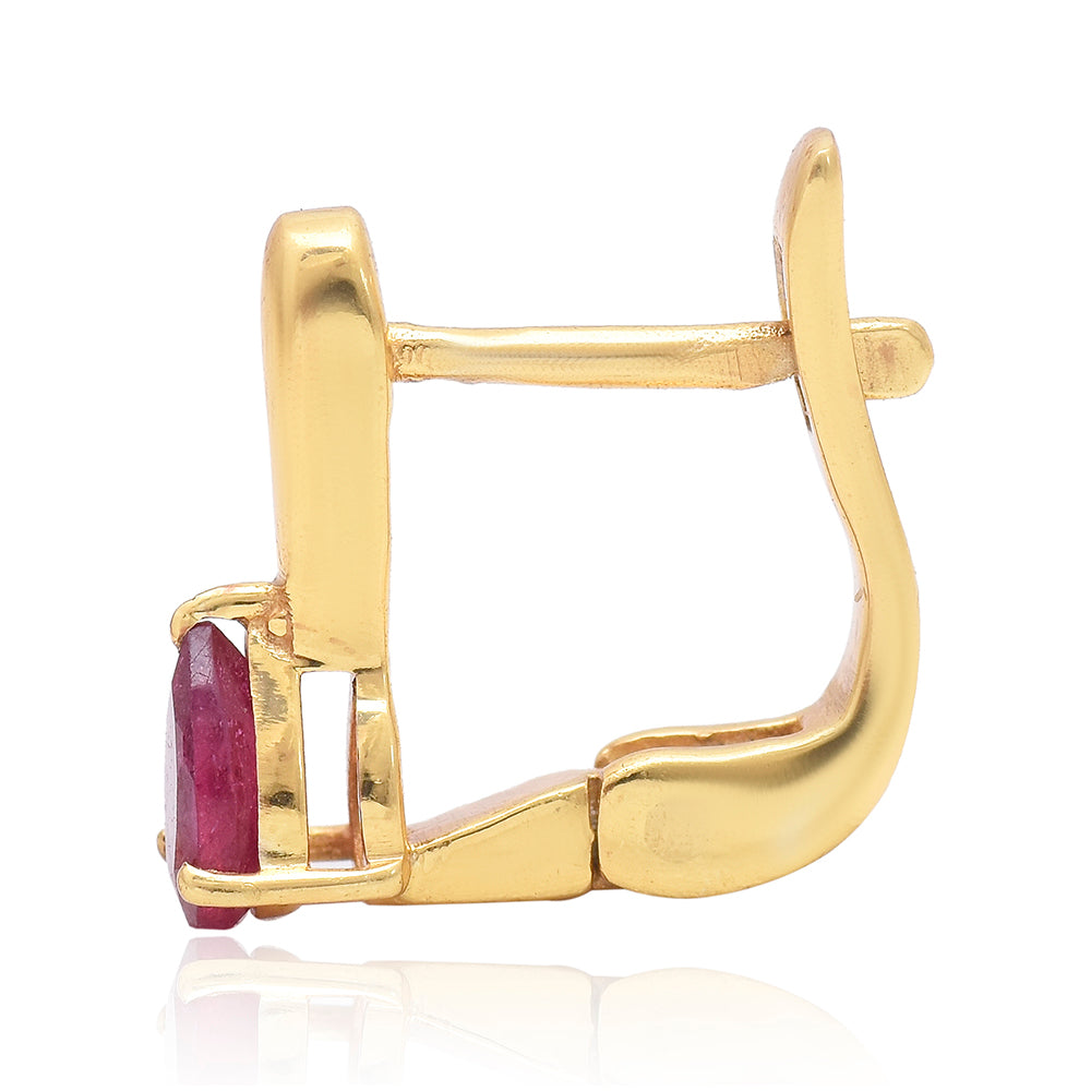 Pendientes de Plata Bañada en Oro con Rubí de Madagascar 2 