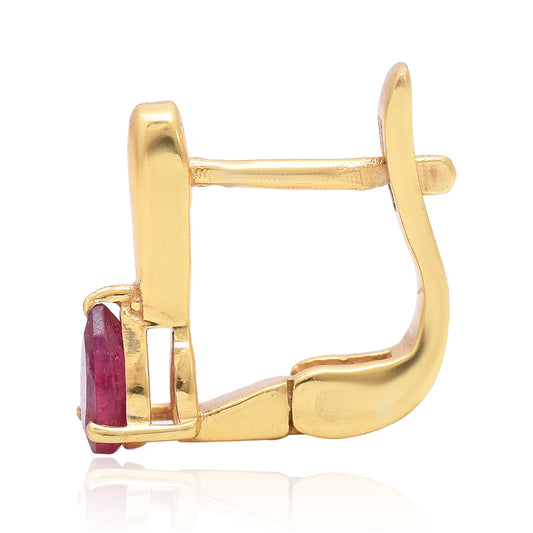 Pendientes de Plata Bañada en Oro con Rubí de Madagascar