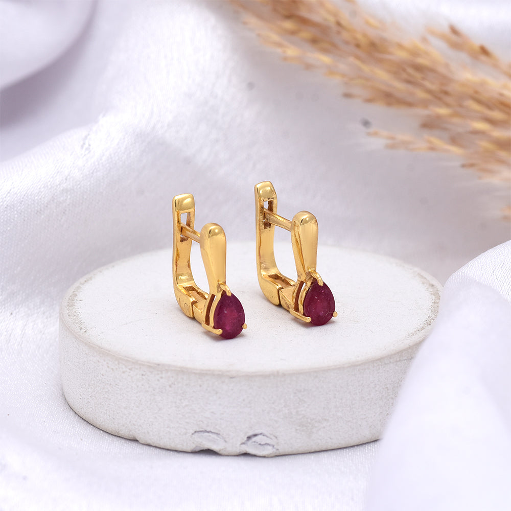 Pendientes de Plata Bañada en Oro con Rubí de Madagascar 1 