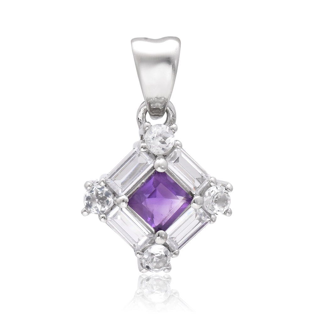Colgante de Plata con Amatista de Marruecos y Topacio Blanco 2 