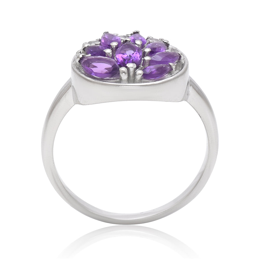 Anillo de Plata con Amatista de Marruecos y Topacio Blanco 4 