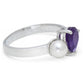 Anillo de Plata con Amatista de Marruecos y Perla blanca de agua dulce