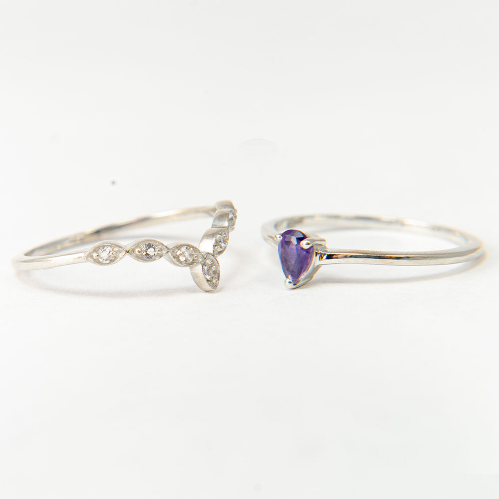 Conjunto de Plata con Amatista de Marruecos y Topacio Blanco ( Anillo ) 1 