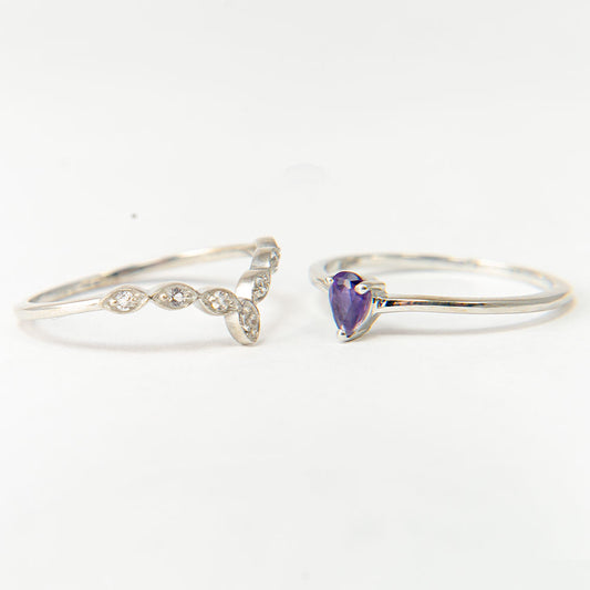 Conjunto de Plata con Amatista de Marruecos y Topacio Blanco ( Anillo )