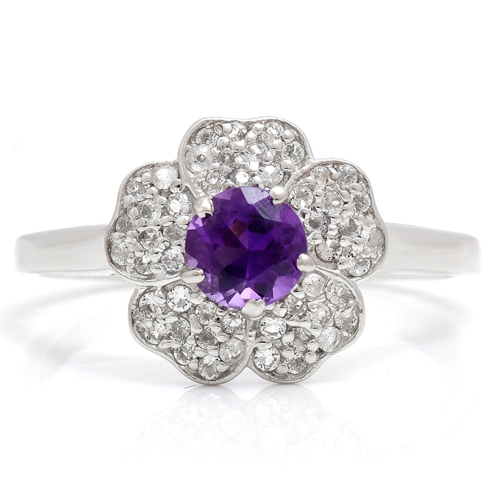 Anillo de Plata con Amatista de Marruecos y Topacio Blanco 1 