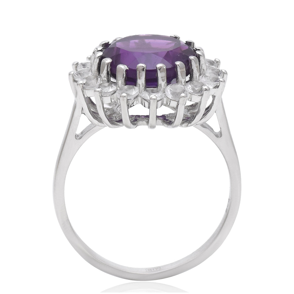 Anillo de Plata con Amatista de Marruecos y Topacio Blanco 4 