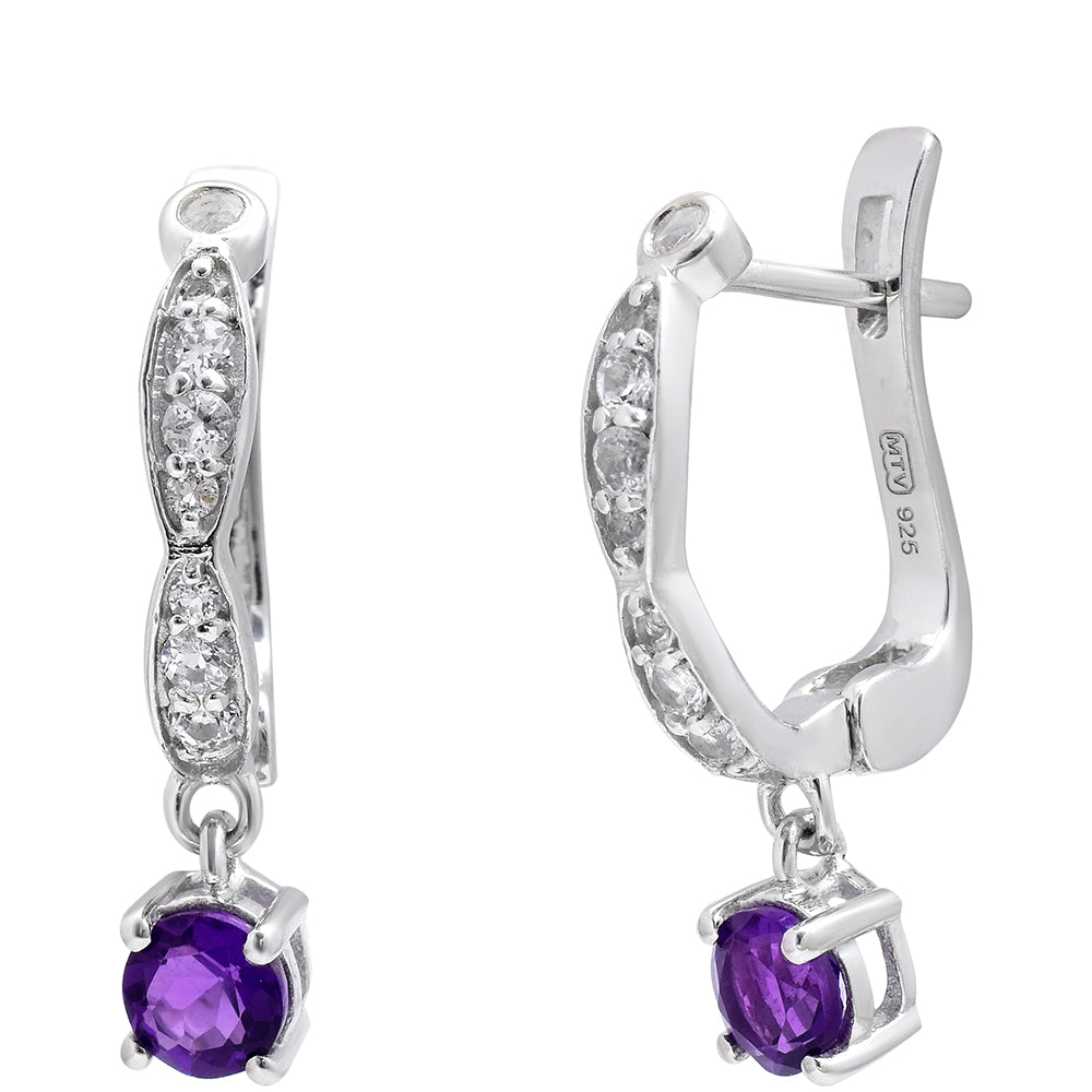 Pendientes de Plata con Amatista de Marruecos y Topacio Blanco 4 