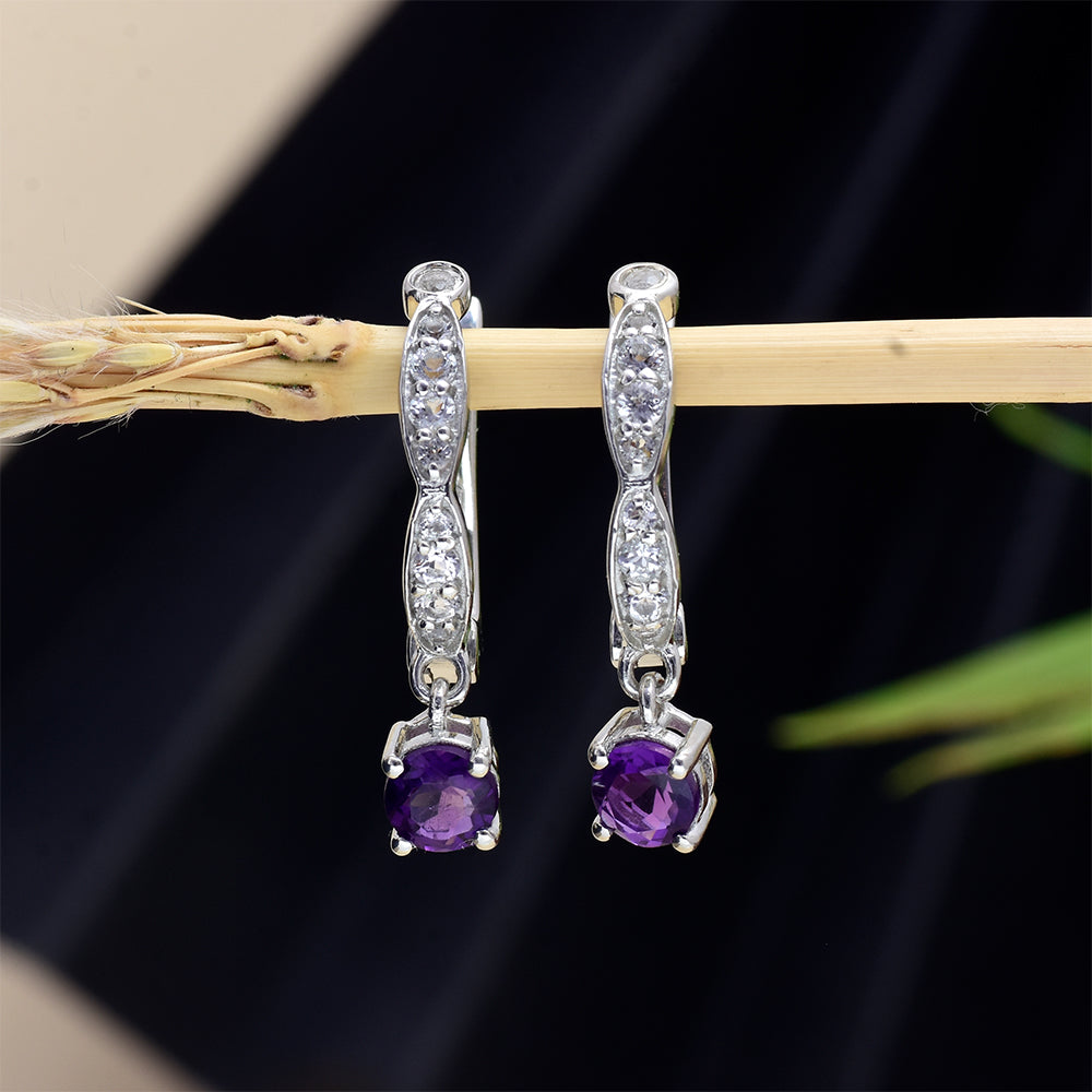 Pendientes de Plata con Amatista de Marruecos y Topacio Blanco 7 