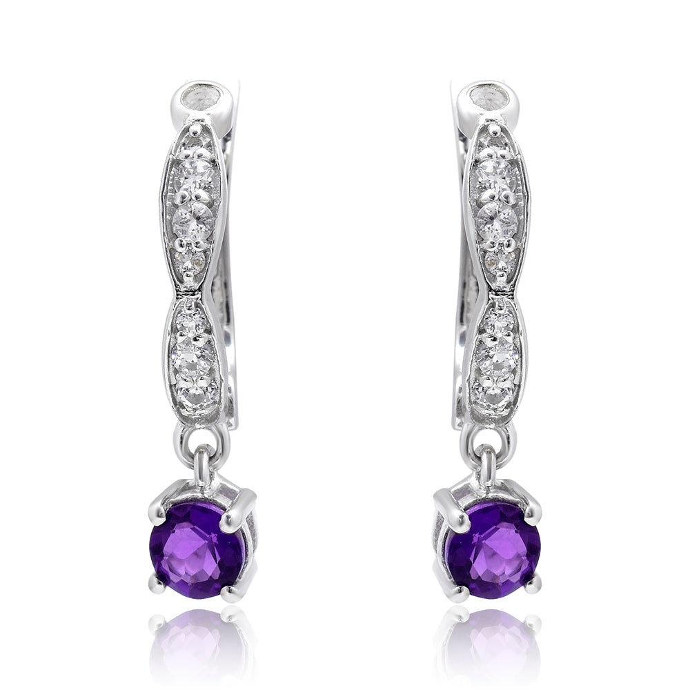 Pendientes de Plata con Amatista de Marruecos y Topacio Blanco