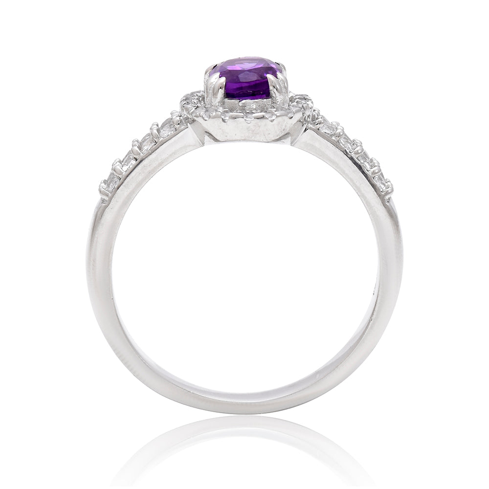 Anillo de Plata con Amatista de Marruecos y Topacio Blanco