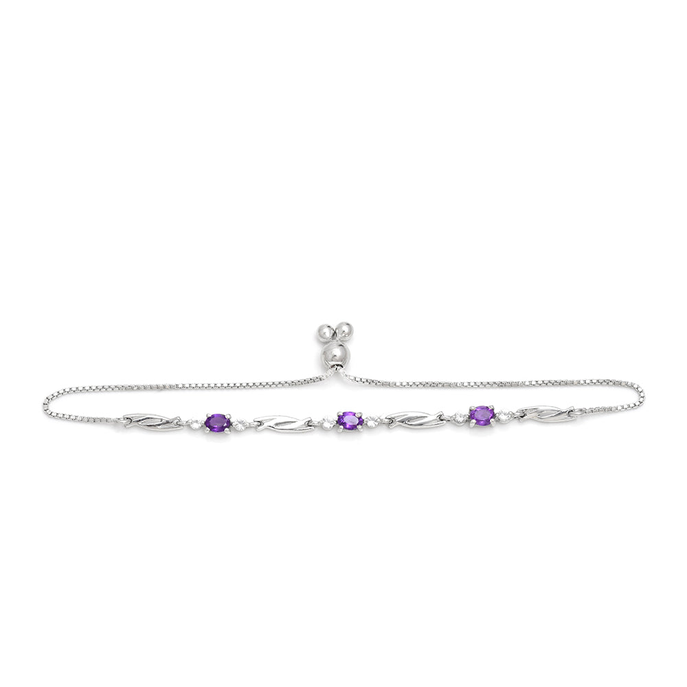 Pulsera de Plata con Amatista de Marruecos y Topacio Blanco 2 