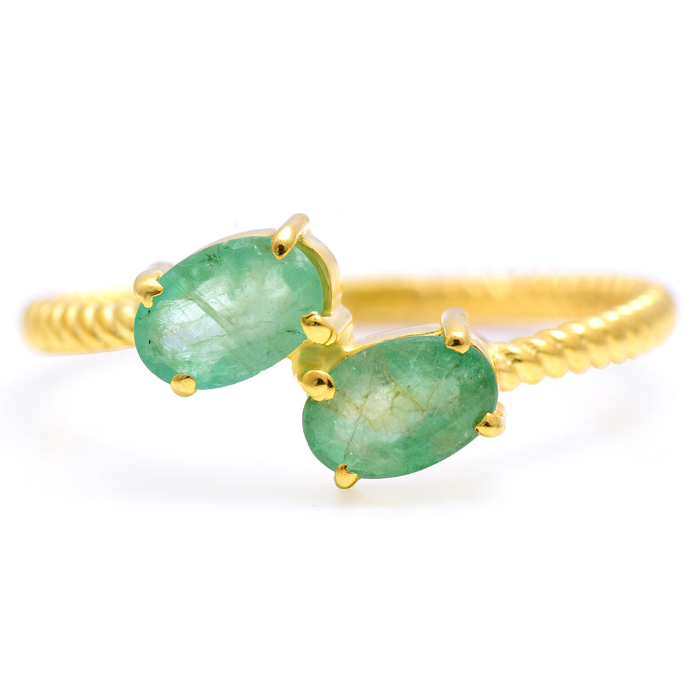 Anillo de Plata Bañada en Oro con Esmeralda de Brasil 1 