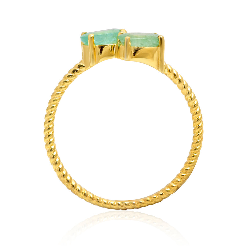 Anillo de Plata Bañada en Oro con Esmeralda de Brasil