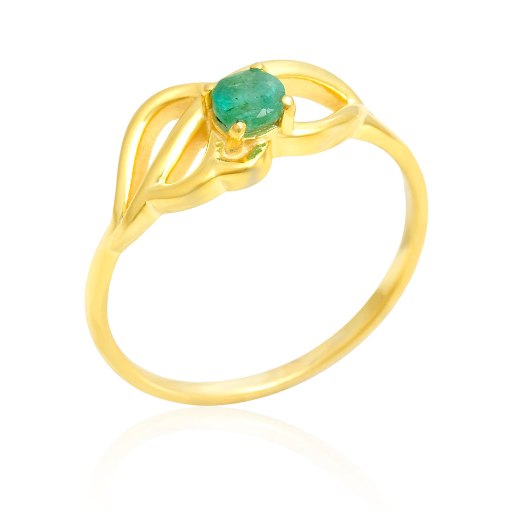 Anillo de Plata Bañada en Oro con Esmeralda de Brasil 4 