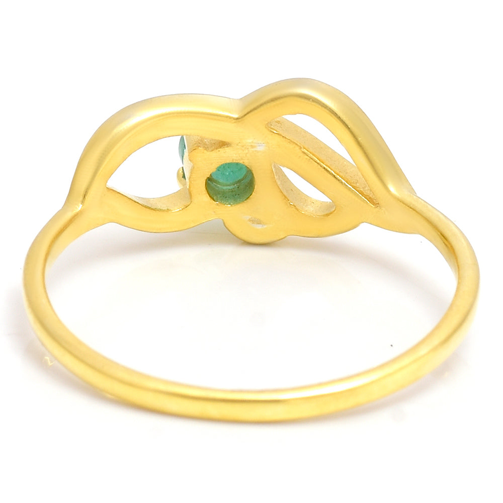 Anillo de Plata Bañada en Oro con Esmeralda de Brasil