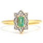 Anillo de Plata Bañada en Oro con Esmeralda de Brasil y Topacio Blanco
