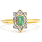 Anillo de Plata Bañada en Oro con Esmeralda de Brasil y Topacio Blanco
