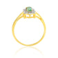 Anillo de Plata Bañada en Oro con Esmeralda de Brasil y Topacio Blanco