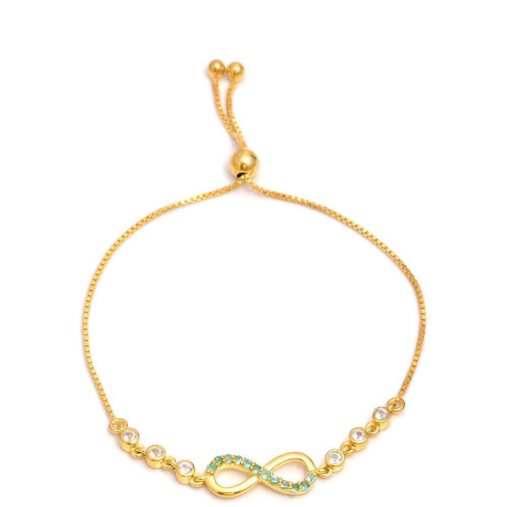 Pulsera de Plata Bañada en Oro con Esmeralda de Brasil y Topacio Blanco 3 