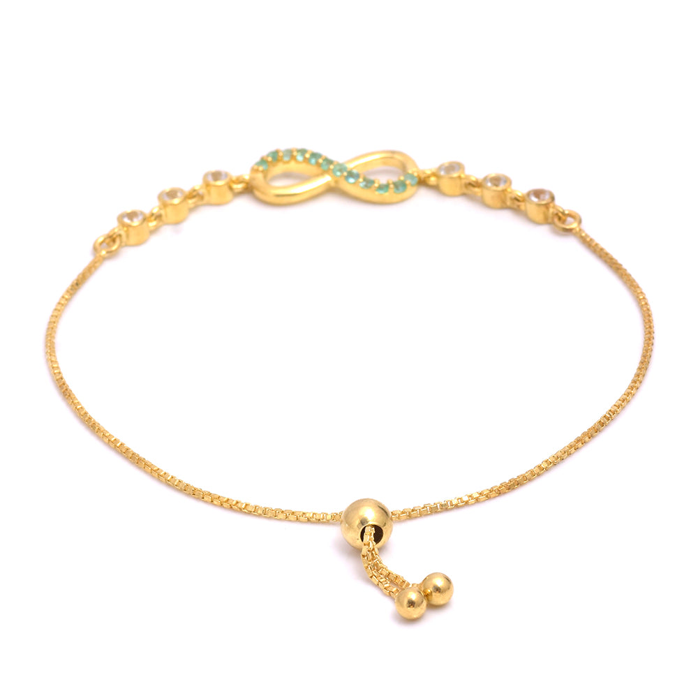 Pulsera de Plata Bañada en Oro con Esmeralda de Brasil y Topacio Blanco 4 