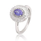 Anillo de Plata con Tanzanita AAA y Topacio Blanco