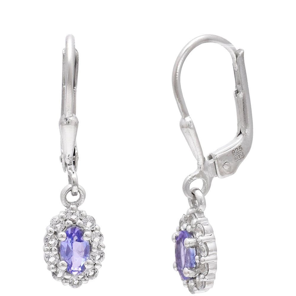 Pendientes de Plata con Tanzanita AAA y Topacio Blanco
