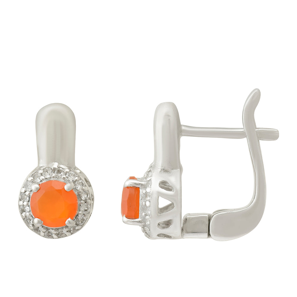 Pendientes de Plata con Ágata Roja y Topacio Blanco 3 
