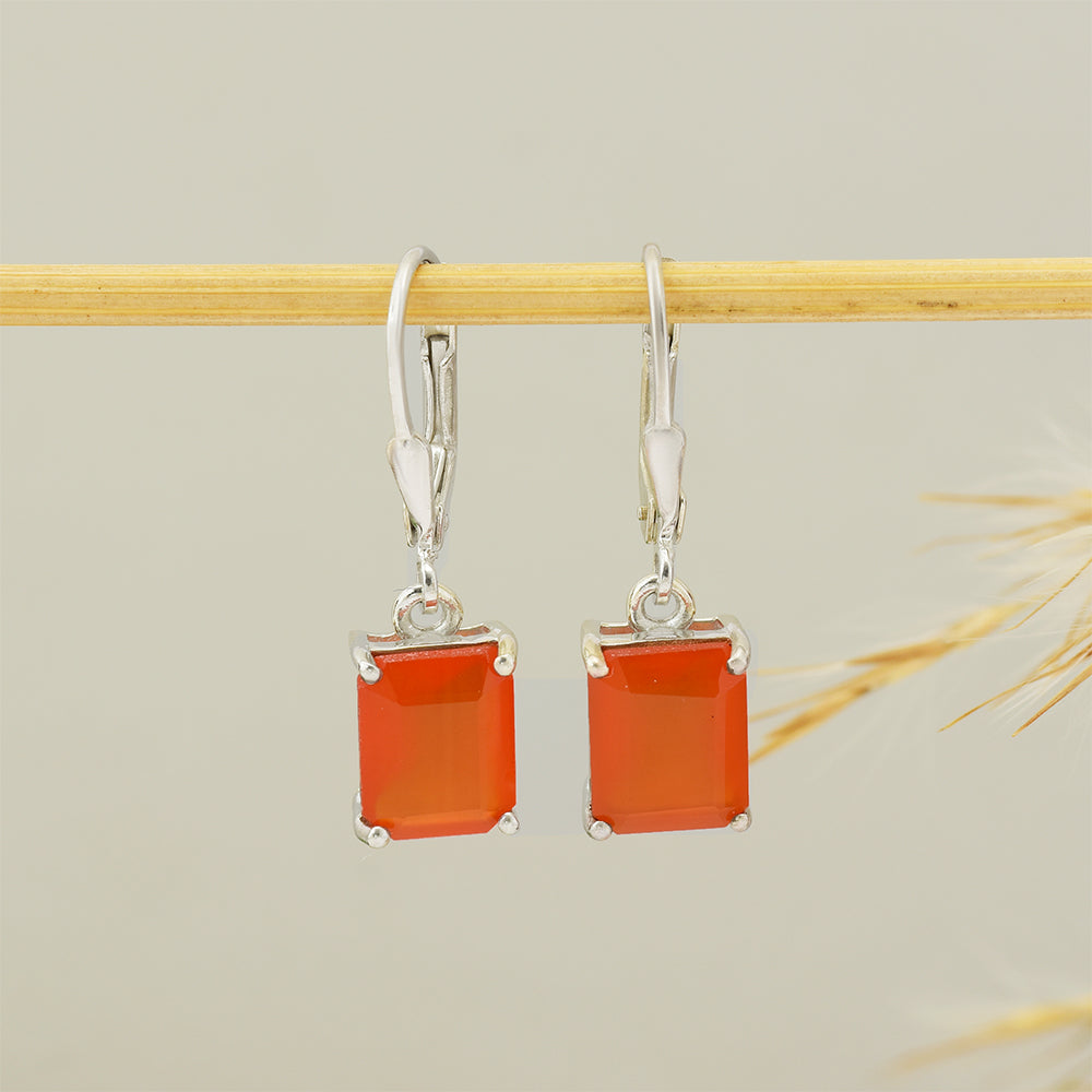 Pendientes de Plata con Ágata Roja 4 