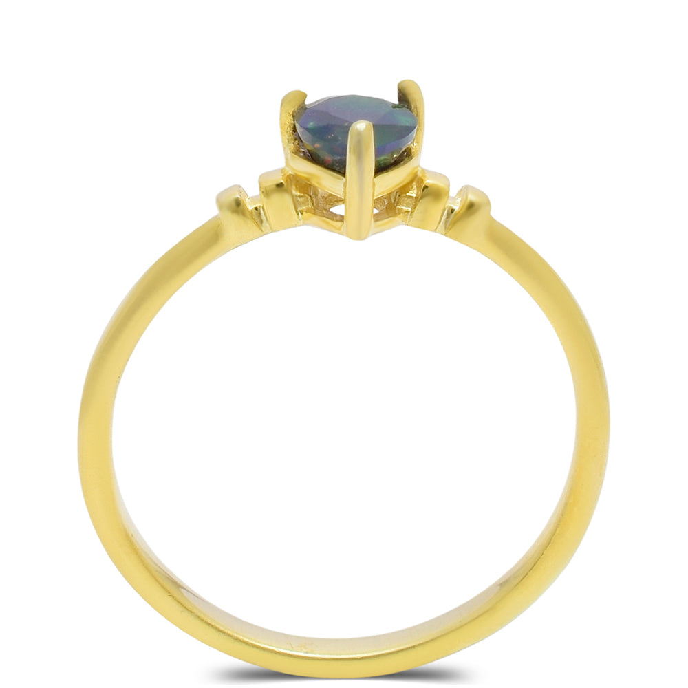 Anillo de Plata Bañada en Oro con Ópalo Etíope de Lega Dembi