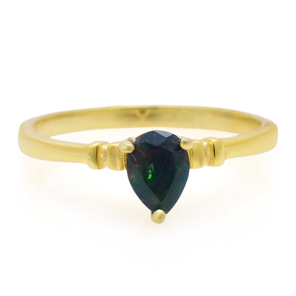 Anillo de Plata Bañada en Oro con Ópalo Etíope de Lega Dembi