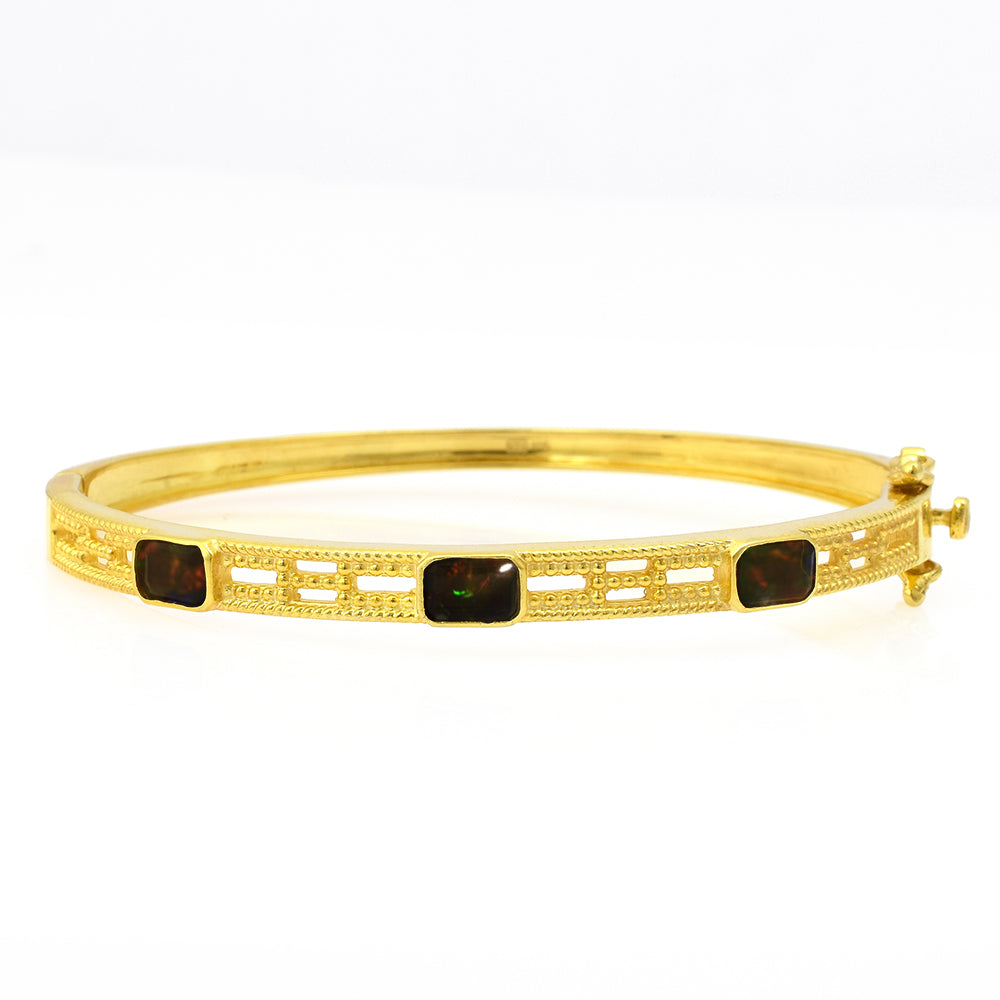 Pulsera de Plata Bañada en Oro con Ópalo Etíope de Lega Dembi