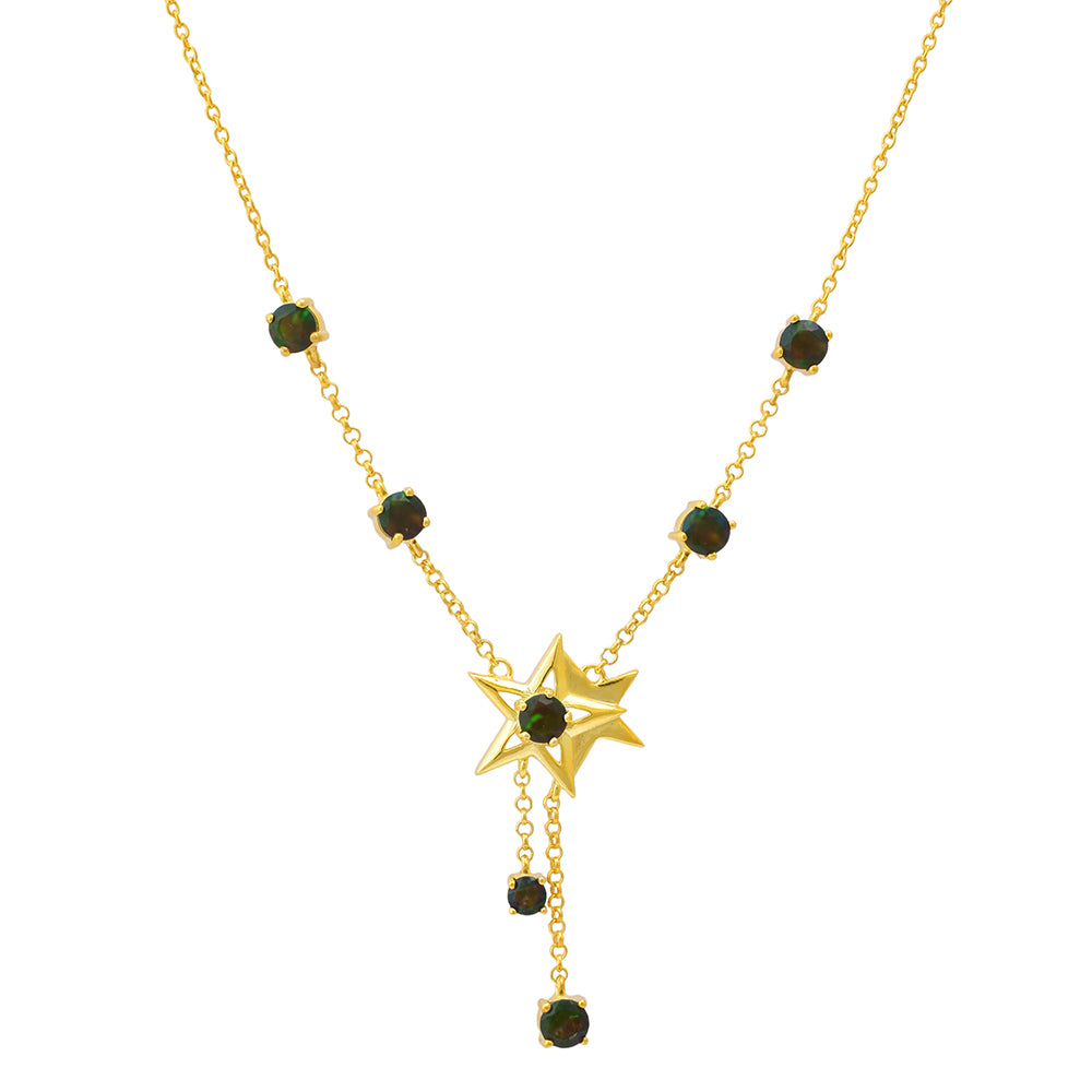 Collar de Plata Bañada en Oro con Ópalo Etíope de Lega Dembi 1 