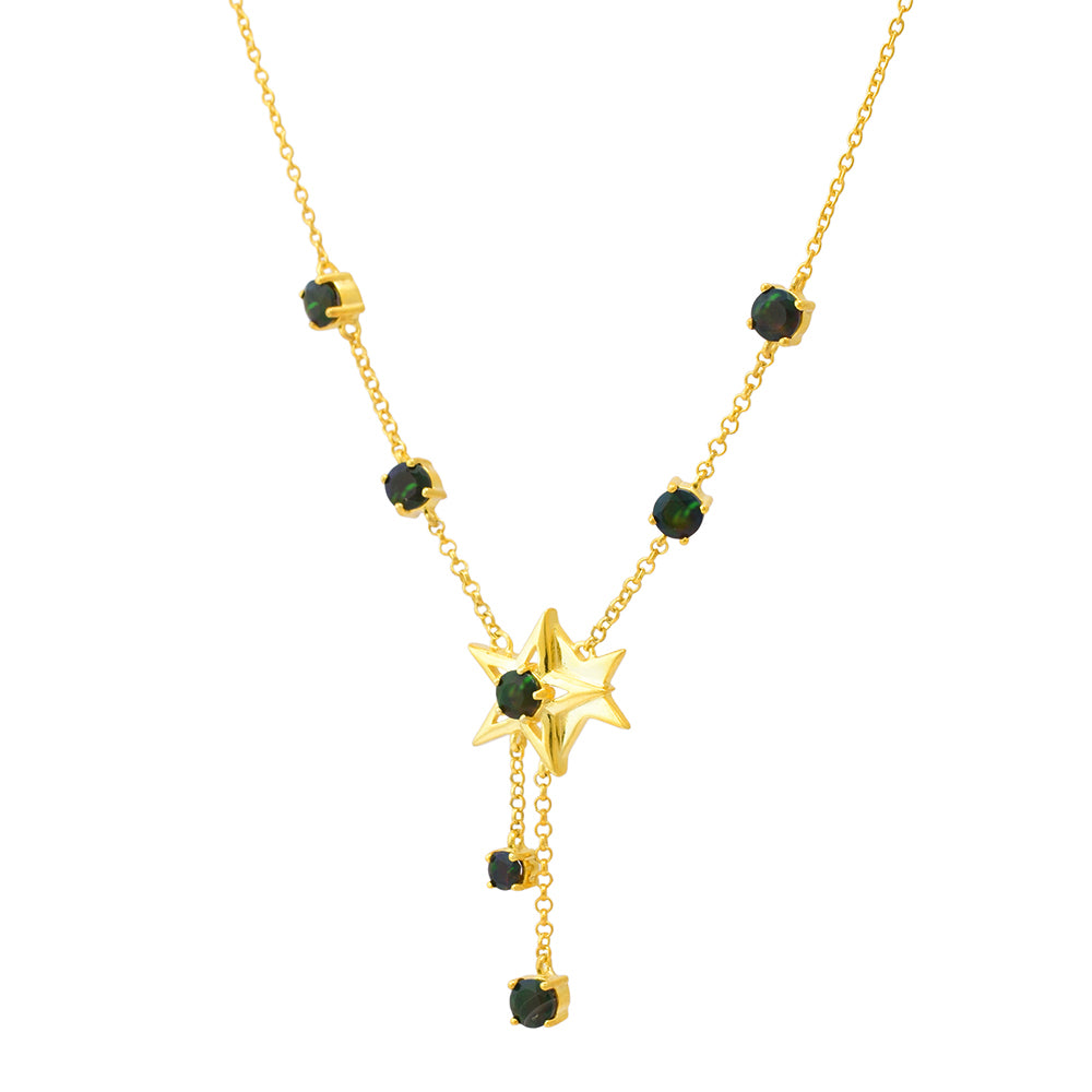Collar de Plata Bañada en Oro con Ópalo Etíope de Lega Dembi