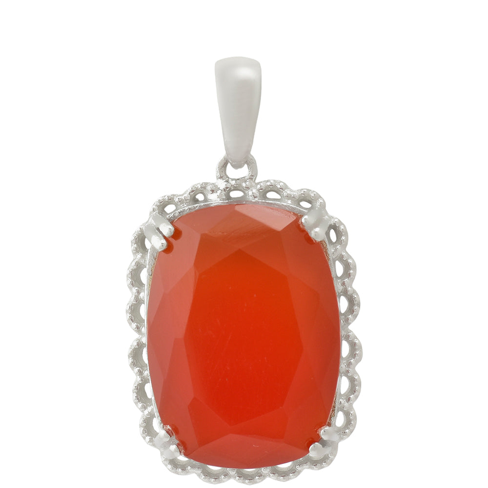 Colgante de Plata con Ágata Roja y Topacio Blanco 2 