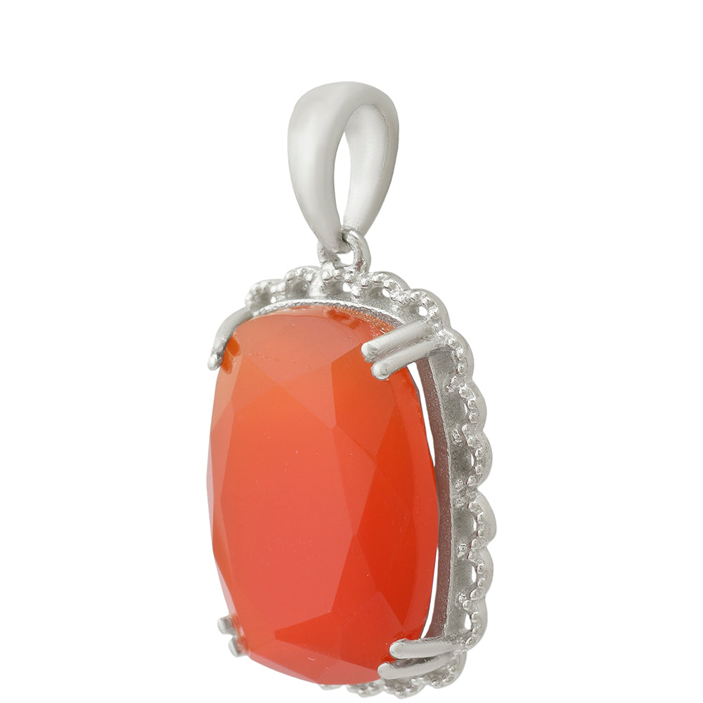 Colgante de Plata con Ágata Roja y Topacio Blanco