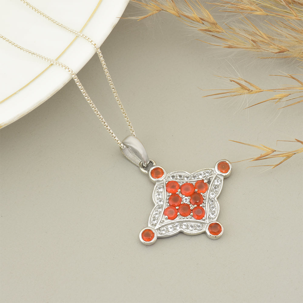 Colgante de Plata con Ágata Roja y Topacio Blanco 1 