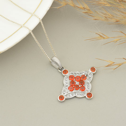 Colgante de Plata con Ágata Roja y Topacio Blanco