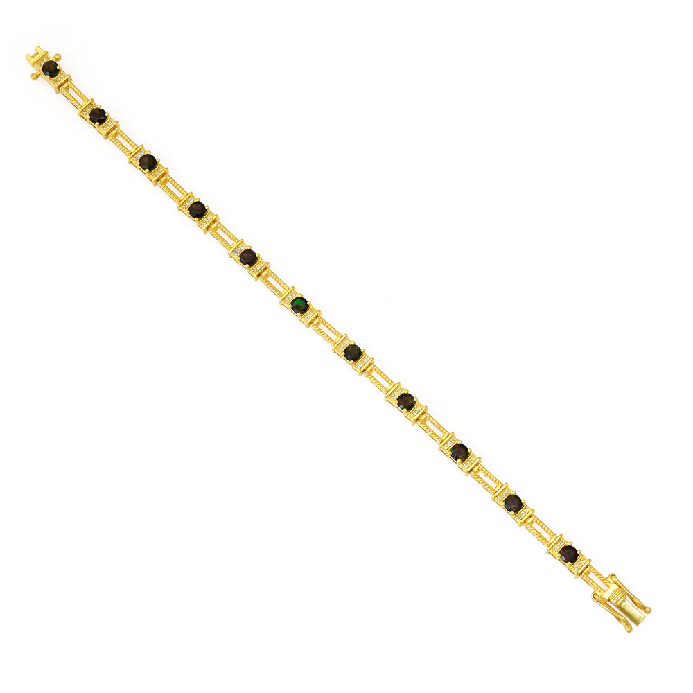 Pulsera de Plata Bañada en Oro con Ópalo Etíope de Lega Dembi y Topacio Blanco 2 