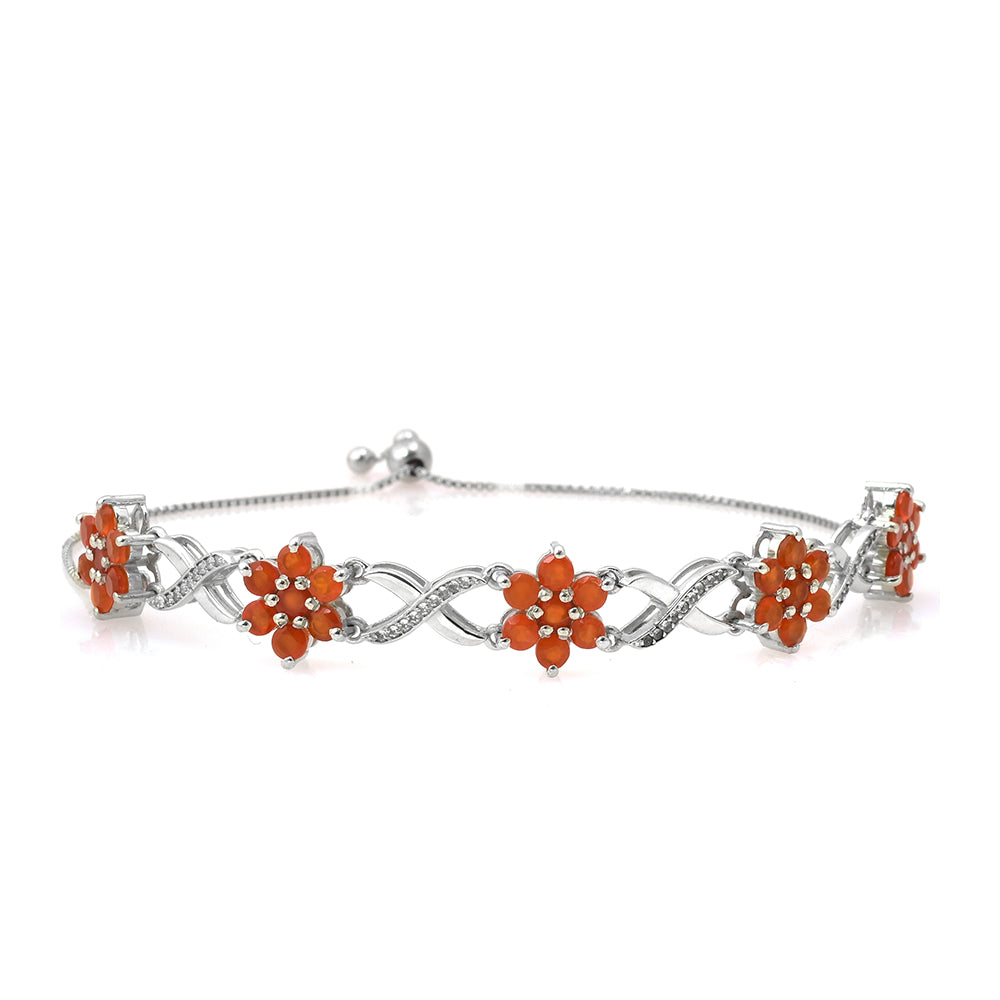 Pulsera de Plata con Ágata Roja y Topacio Blanco 2 